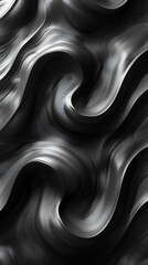 Abstract black and white flowing wave pattern design