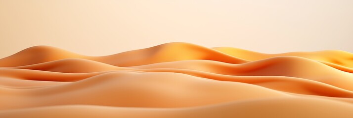 Fototapeta premium Smooth, flowing golden dunes under soft lighting create an abstract, serene desert landscape with warm hues and gentle curves.