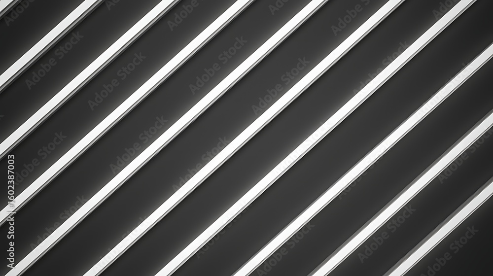 Poster close-up image of parallel metallic rods casting shadows on a dark surface, highlighting texture and