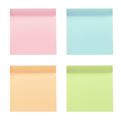 Fototapeta premium Square pastel sticky notes in four colors on white background