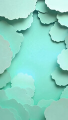 Obraz premium Mint green abstract paper cutout shapes on soft gradient background 