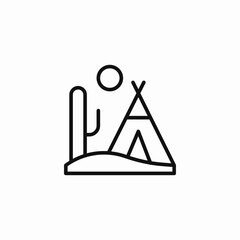 teepee desert cactus icon sign vector