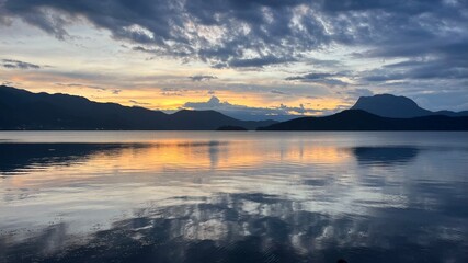 sunset over the lake