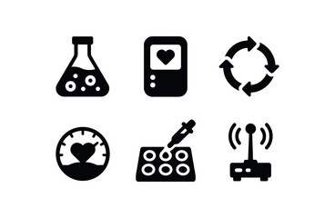 solid icon isolated life cell culture flask life support module life cycle chart life force meter life viability assay life field sensor