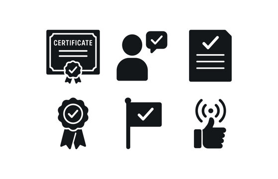 solid icon isolated completion certificate seal completion callback handler completion report summary completion reward badge completion flag bit completion acknowledgment signal