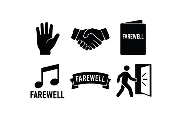 solid icon isolated farewell wave gesture farewell handshake motif farewell goodbye card farewell parting song farewell send off banner farewell eit beam