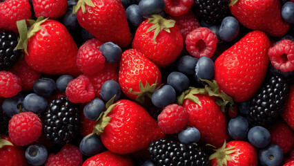 Obraz premium Fresh, vibrant berries abound, created with AI