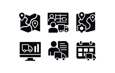 solid icon isolated logistics coordinator routing map logistics coordinator dispatch board logistics coordinator route optimizer logistics coordinator tracking dashboard logistics