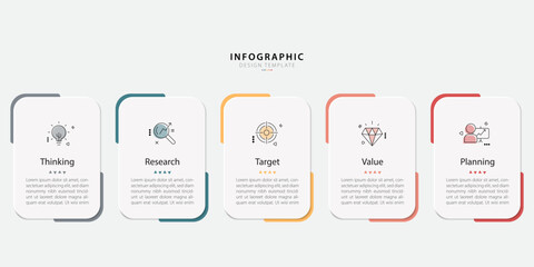 Timeline Creator infographic template. 5 Step timeline journey, calendar Flat simple infographics design template. presentation graph. Business concept with 5 options, gantt vector illustration.