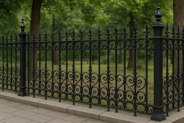 Generative AI: Wrought Iron Fence. Metal fence
