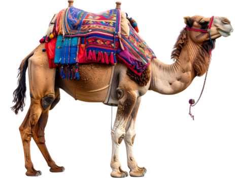 Decorated Camel with Saddle and Blanket – Transparent PNG