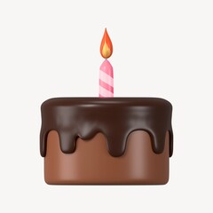 Cute cake clipart, 3d birthday graphic