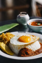Nasi lemak close up background.