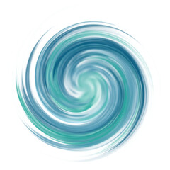 Water blue swirl on white background. Spiral air vortex.