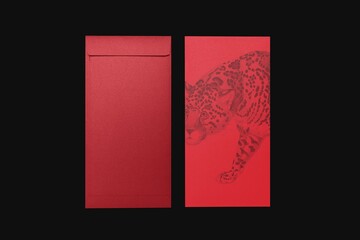 Chinese money envelope, tiger zodiac sign with design space