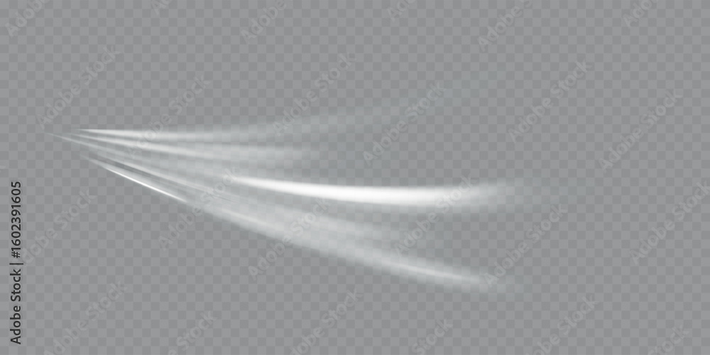 Poster glowing curve light trails, white lines of motion with high-speed optic fiber and fast-moving light 
