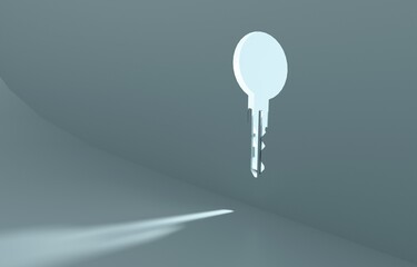 Key floating on pastel background concept beauty clipart