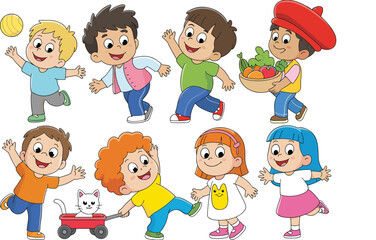 Happy Children at Play: Fun and Activity Illustration