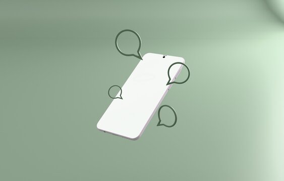 Smartphone with chat bubbles communication pastel 3D illustration
