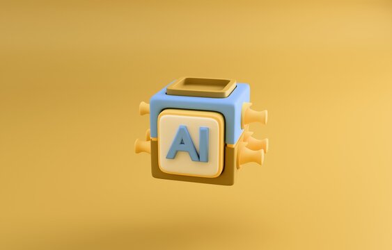 AI cube 3d render