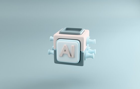 AI cube 3d render