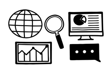 digital marketing icons isolated background