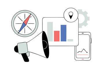 digital marketing icons isolated background