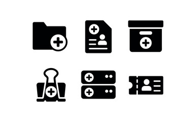 solid icon isolated filing patient records folder filing patient records inde tab filing patient records archive bo filing patient records binder clip filing patient records database server