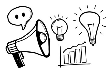 vector illustration of an idea concept digital marketing icons isolated background