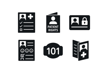 solid icon isolated patient care plan template patient rights brochure patient portal login card patient feedback survey patient room number plaque patient education leaflet