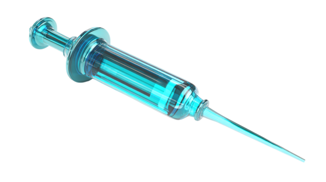 Stylized teal pipette icon with glowing tip, 3D cartoon rendering isolated on transparent background 