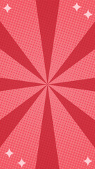 Red vertical comic background halftone sun rays style with stars. Suitable for comics, prints, posters, etc.