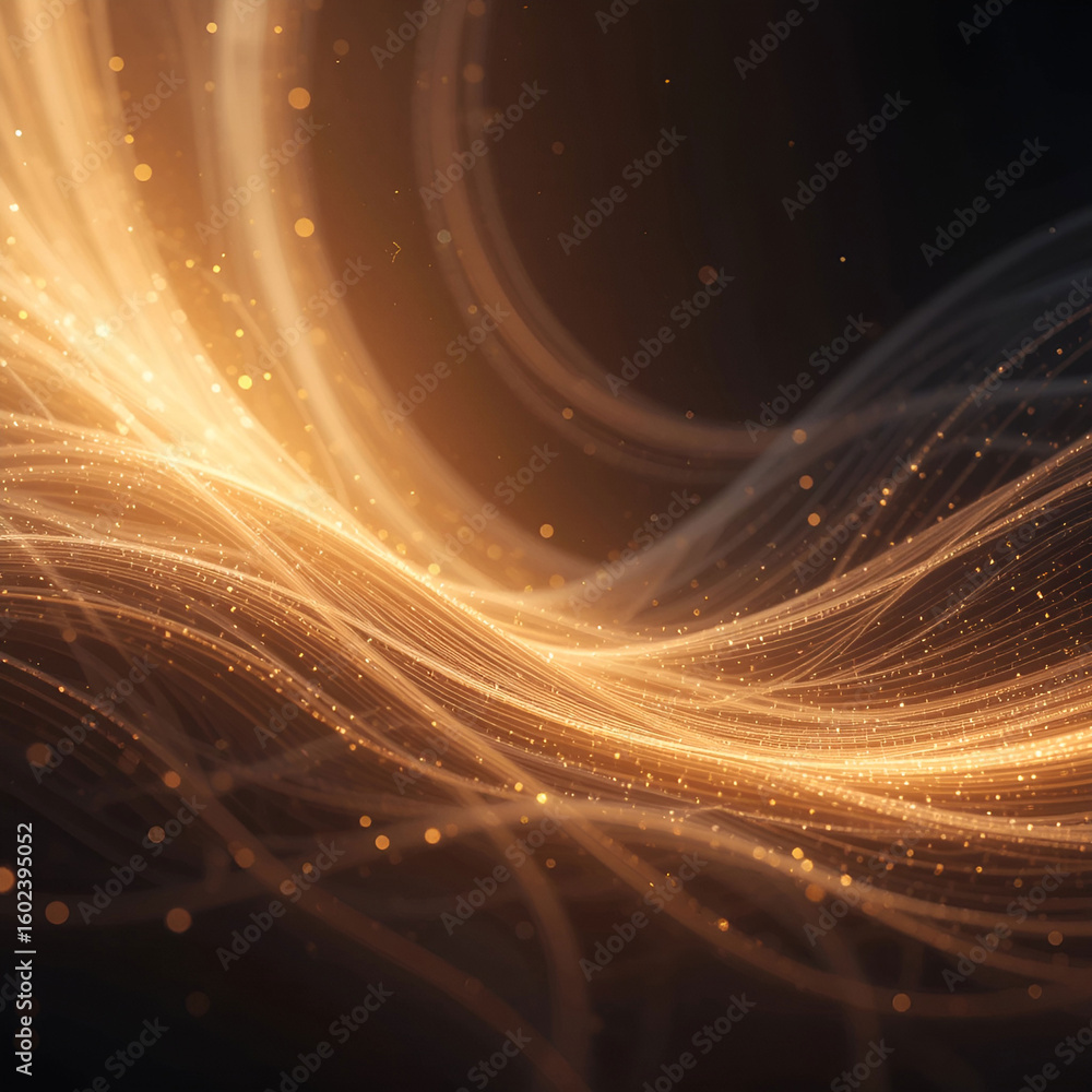 Fototapete a realistic curved light effect on a dark background, featuring smooth glowing lines, dynamic motion