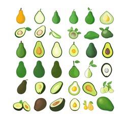 32-bit of Avocado, in a vector style, isolated white background