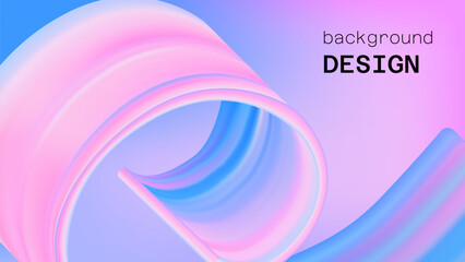 3d abstract gradient ribbon background. Soft blue and pink color on fluid paint stroke with light. Iridescent gradation brush swirl art. Girly sweet wallpaper with smooth blur and calm motion flow