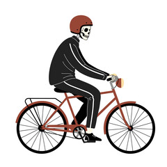 Obraz premium Skeleton riding a bicycle in a casual pose 