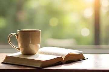 cup of coffee and book