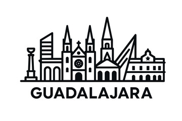 Fototapeta premium Guadalajara city skyline with iconic buildings and landmarks