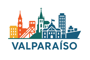 Obraz premium Valparaíso city skyline with iconic buildings and landmarks