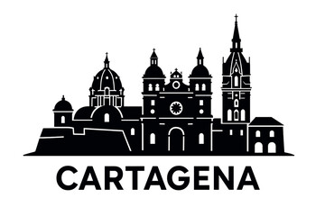 Fototapeta premium Cartagena city skyline with iconic buildings and landmarks