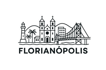 Obraz premium Florianópolis city skyline with iconic buildings and landmarks