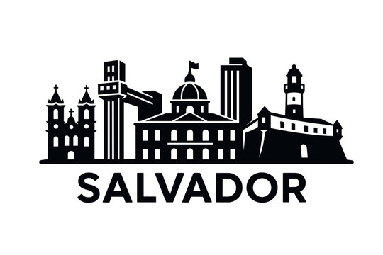 Salvador city skyline with iconic buildings and landmarks