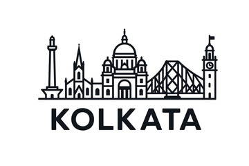 Fototapeta premium Kolkata city skyline with iconic buildings and landmarks