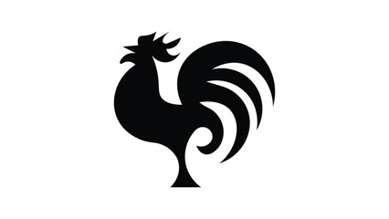 Stylized black chicken rooster silhouette icon. A simple vector graphic of a cockerel for a farm logo or poultry branding.