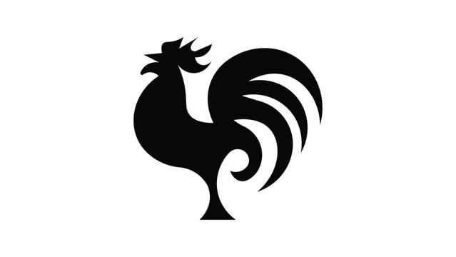 Stylized black chicken rooster silhouette icon. A simple vector graphic of a cockerel for a farm logo or poultry branding.