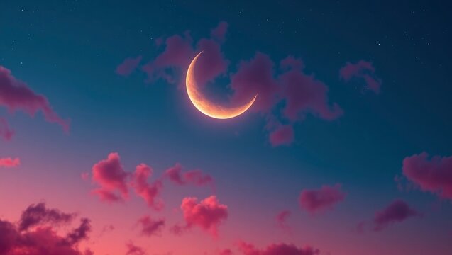 moon and clouds sanset 