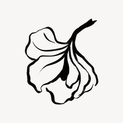 Abstract flower ink brush, aesthetic line art