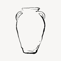 Vintage vase collage element, aesthetic drawing illustration