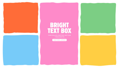 Playful Irregular Text Box Frame Vector Set in Crayon Style. Colorful Doodle Border Shapes with Wavy Edges