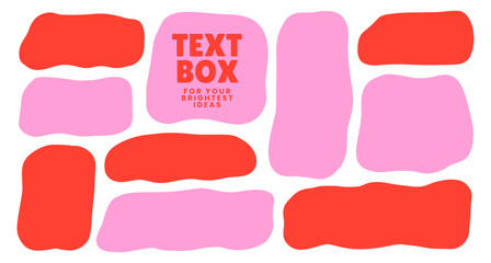 Playful Organic Text Box Shape Set for Fun Quotes. Abstract Banners and Irregular Speech Bubbles. Wavy Vector Blobs